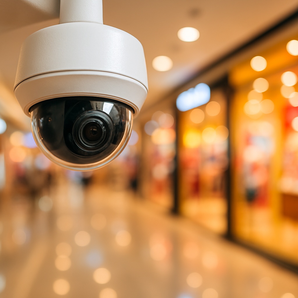 Caméra de surveillance dans un centre commercial